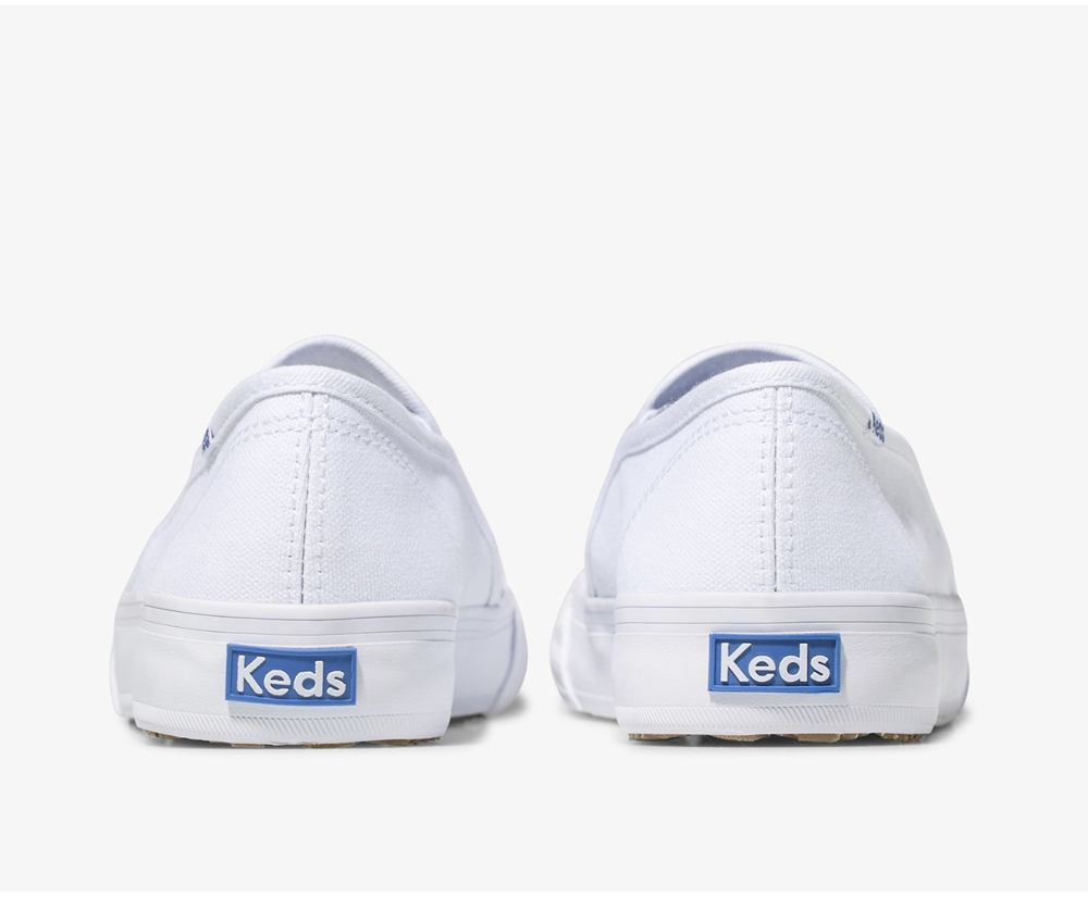 Slip Ons Keds Mujer Blancos - Double Decker Lona - 4672-KSXWA